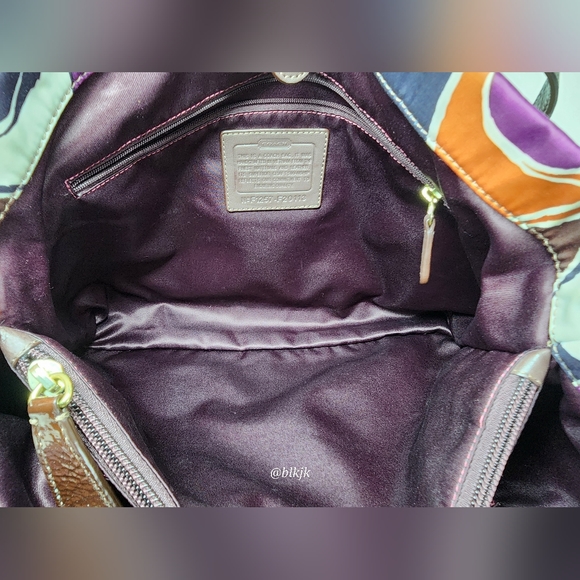 Coach Ashley Satin And Leather Satchel *Cream/Multi* EUC - Picture 10 of 16